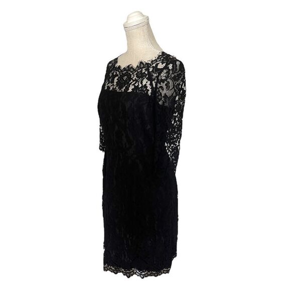 Milly Stella Lace Fit & Flare Little Black Dress Size 8 - Picture 6 of 15